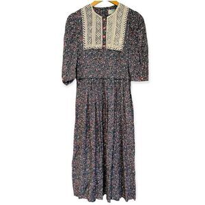 Vintage Jane Schaffhausen Belle France Petite Floral Pink Buttons Dress Size 4